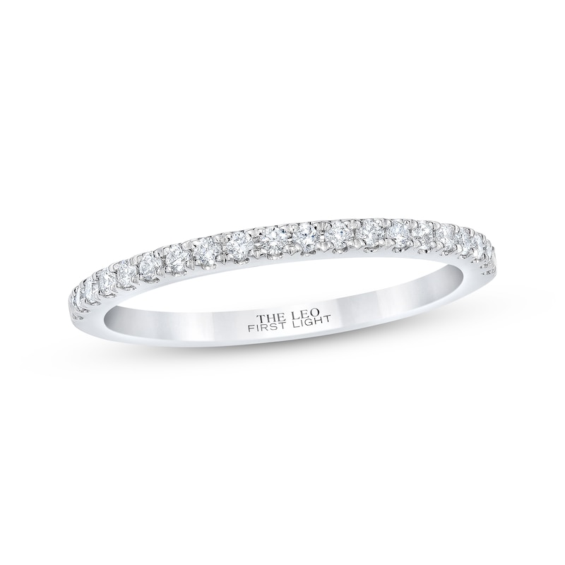 Main Image 1 of Previously Owned THE LEO First Light Diamond Wedding Band 1/5 ct tw Round-cut 14K White Gold