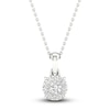 Thumbnail Image 1 of Previously Owned Diamond Halo Necklace 1/10 ct tw Round-Cut 10K White Gold 18"