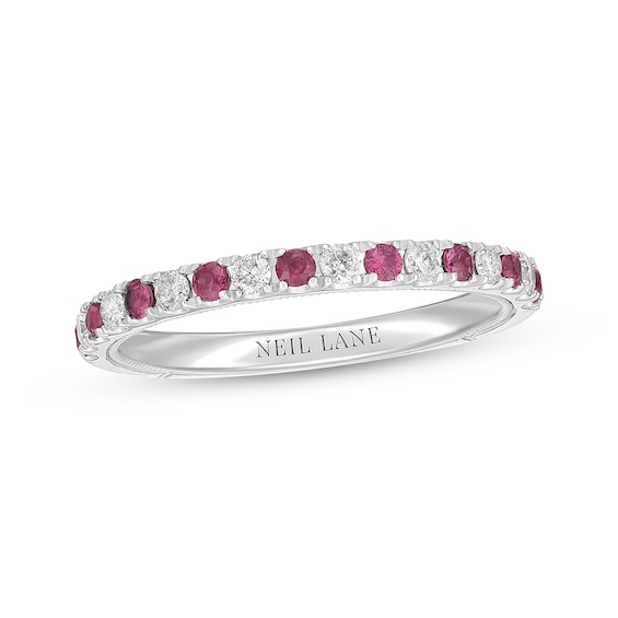 Previously Owned Neil Lane Ruby Anniversary Band 1/5 ct tw Round-cut Diamonds 14K White Gold Size 9.5
