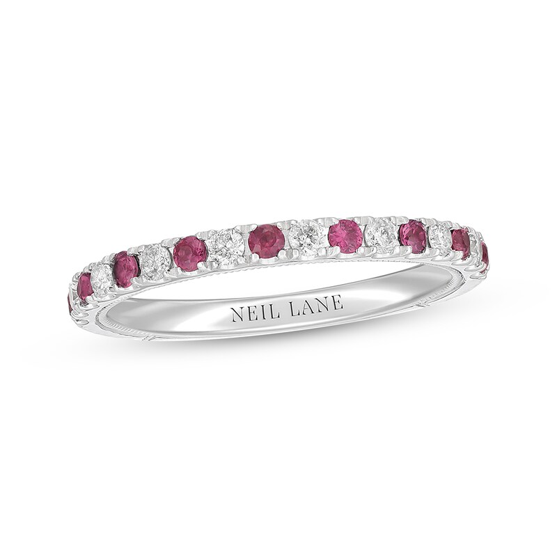 Main Image 1 of Previously Owned Neil Lane Ruby Anniversary Band 1/5 ct tw Round-cut Diamonds 14K White Gold Size 9.5