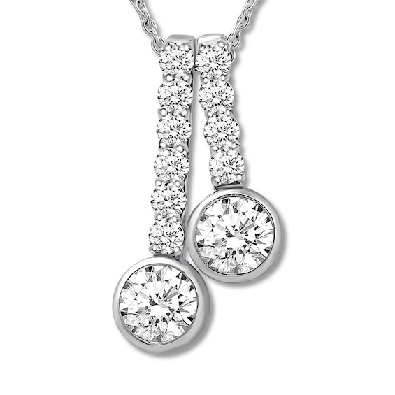 Previously Owned Ever Us Diamond Necklace 1 ct tw Round-cut 14K White Gold 19"