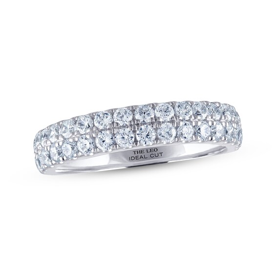 Previously Owned THE LEO Ideal Cut Diamond Anniversary Ring 1 ct tw Round-cut 14K White Gold