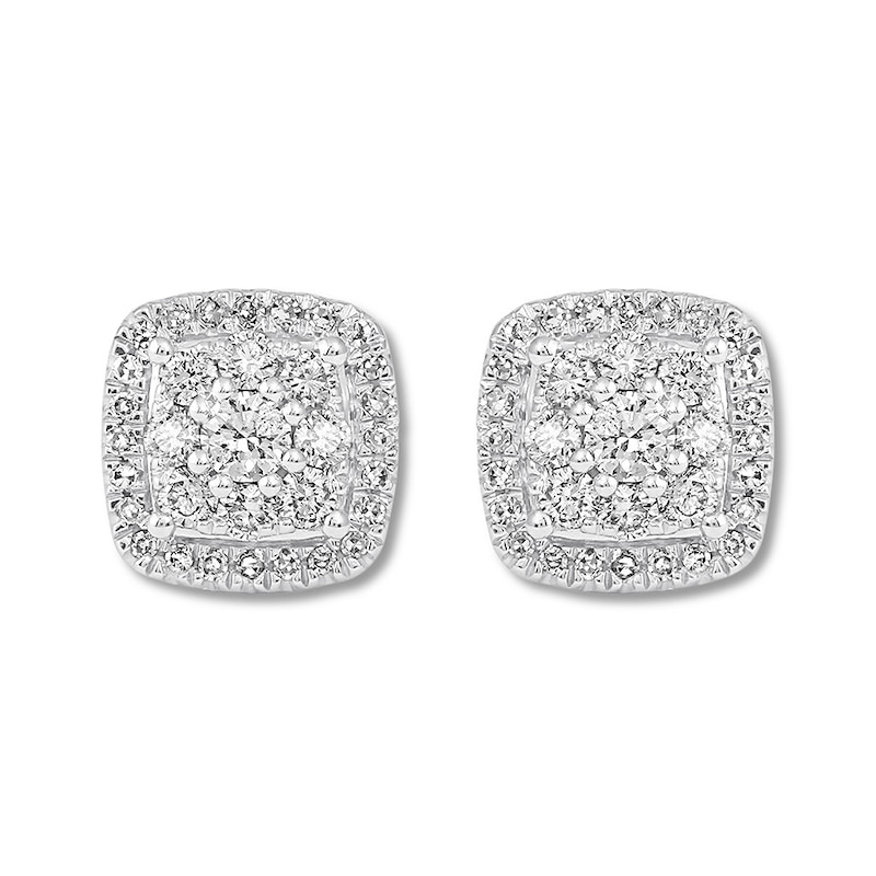 Main Image 2 of Previously Owned Diamond Stud Earrings 1/2 ct tw Round-cut 14K White Gold