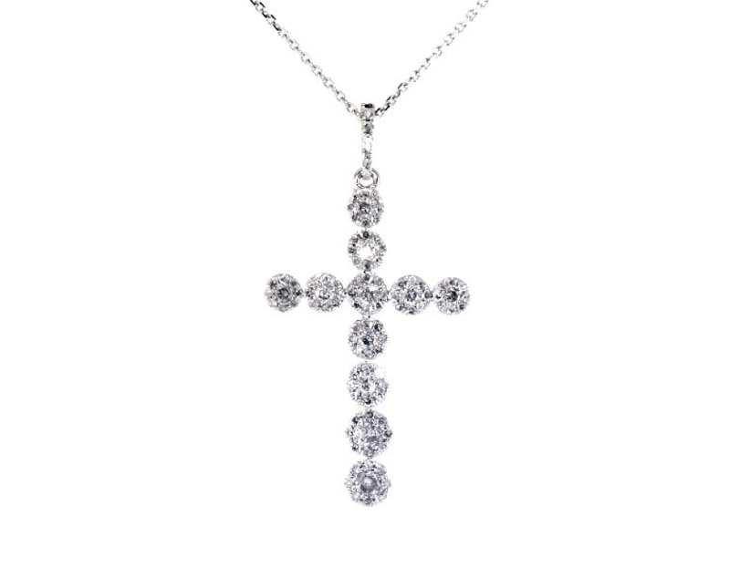 Main Image 1 of Previously Owned Diamond Cross Necklace 1/2 ct tw 10K White Gold 18&quot;