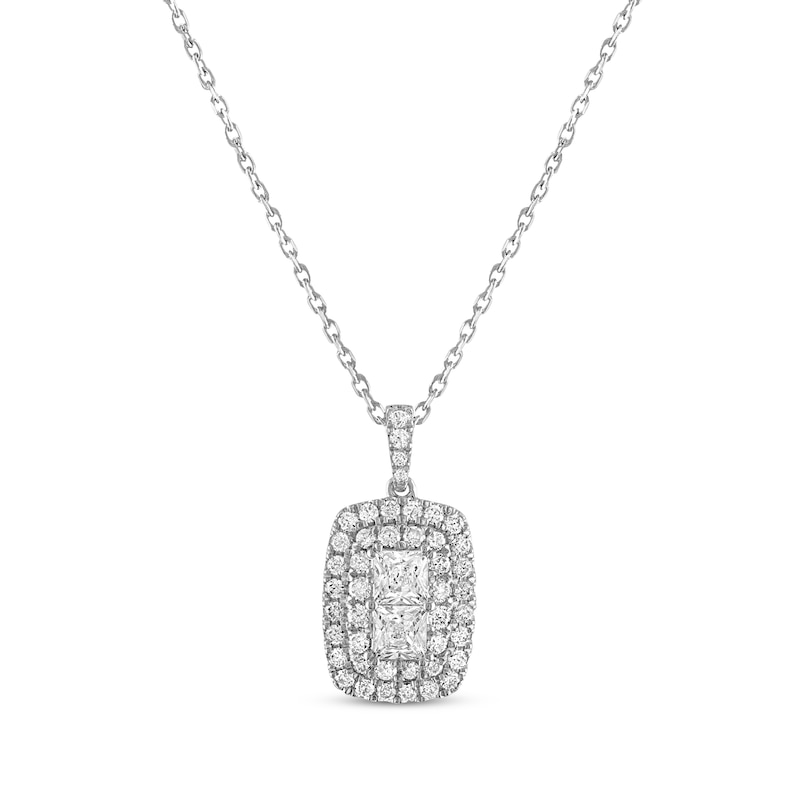 Main Image 1 of Previously Owned Forever Connected Diamond Necklace 1/2 ct tw Princess & Round-cut 10K White Gold 18&quot;