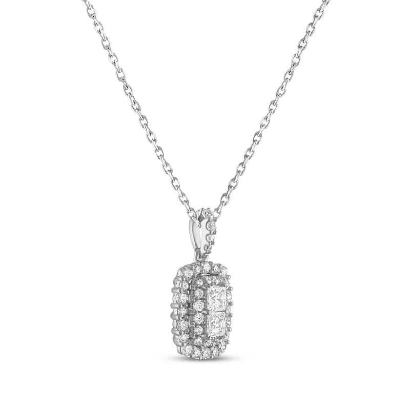 Main Image 2 of Previously Owned Forever Connected Diamond Necklace 1/2 ct tw Princess & Round-cut 10K White Gold 18&quot;