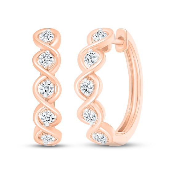 Previously Owned Diamond Twist Hoop Earrings 5/8 ct tw 10K Rose Gold