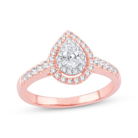 Previously Owned Diamond Engagement Ring 1/2 ct tw Pear & Round 14K Rose Gold