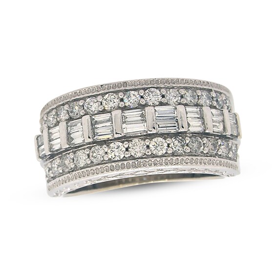 Previously Owned Diamond Anniversary Ring 1 ct tw Round & Baguette-cut 14K White Gold
