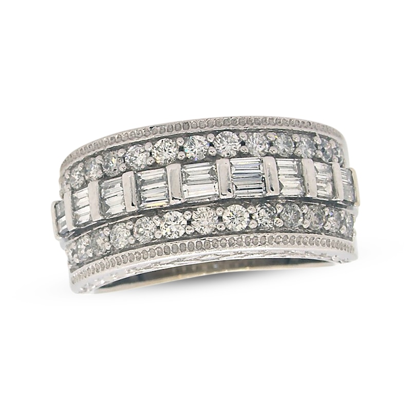Main Image 1 of Previously Owned Diamond Anniversary Ring 1 ct tw Round & Baguette-cut 14K White Gold