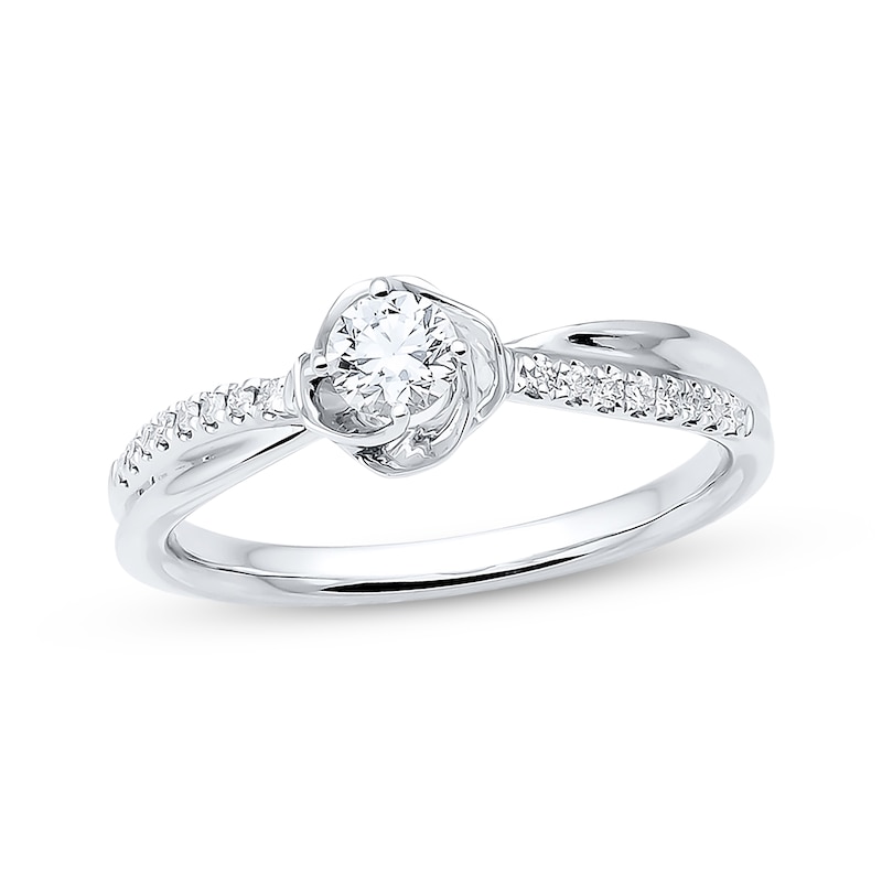 Main Image 1 of Previously Owned Diamond Engagement Ring 1/3 ct tw Round-cut 10K White Gold