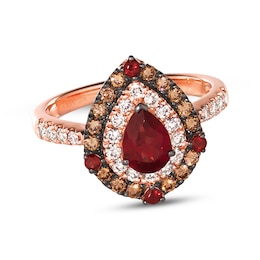 Previously Owned Le Vian Garnet Ring 3/4 ct tw Diamonds 14K Strawberry Gold