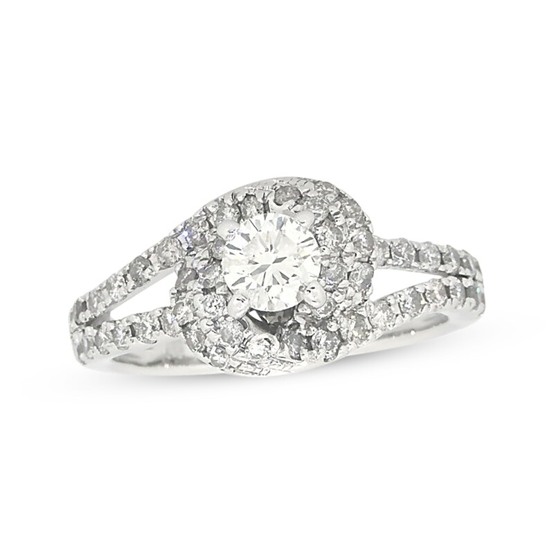 Main Image 1 of Previously Owned Diamond Engagement Ring 7/8 ct tw Round-cut 14K White Gold