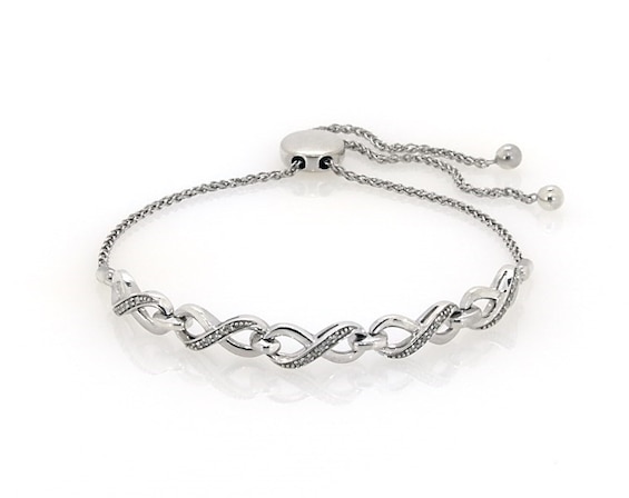 Previously Owned Infinity Diamond Bolo Bracelet 1/10 ct tw Sterling Silver