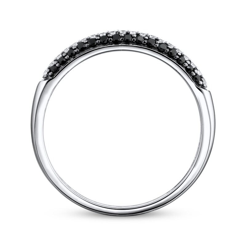 Main Image 2 of Previously Owned Black/White Diamond Anniversary Ring 1/4 ct tw Round-cut 10K White Gold