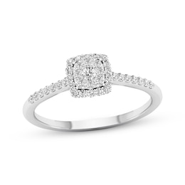 Previously Owned Diamond Engagement Ring 1/4 ct tw Round-cut 10K White Gold Size 7