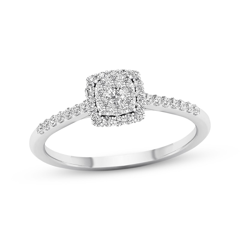 Main Image 1 of Previously Owned Diamond Engagement Ring 1/4 ct tw Round-cut 10K White Gold Size 7
