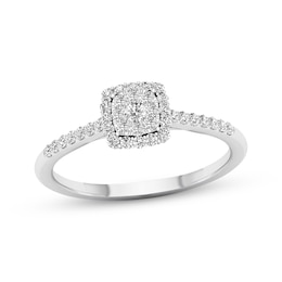 Previously Owned Diamond Engagement Ring 1/4 ct tw Round-cut 10K White Gold Size 8