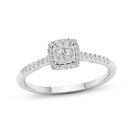 Previously Owned Diamond Engagement Ring 1/4 ct tw Round-cut 10K White Gold Size 8