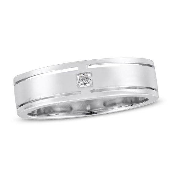 Previously Owned Men's Diamond Ring 1/15 ct tw Square-cut 10K White Gold 10