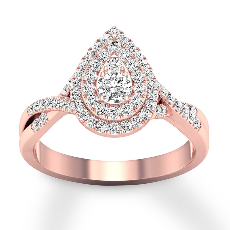 Main Image 1 of Previously Owned Diamond Engagement Ring 3/8 ct tw Round-cut 10K Rose Gold