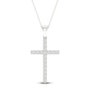 Thumbnail Image 1 of Previously Owned Diamond Cross Necklace 1/2 ct tw Round-Cut 10K White Gold 18&quot;
