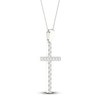Thumbnail Image 2 of Previously Owned Diamond Cross Necklace 1/2 ct tw Round-Cut 10K White Gold 18&quot;