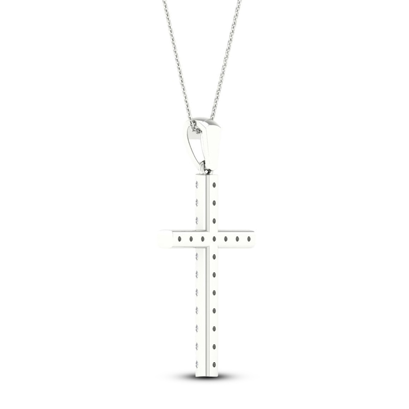 Main Image 4 of Previously Owned Diamond Cross Necklace 1/2 ct tw Round-Cut 10K White Gold 18&quot;