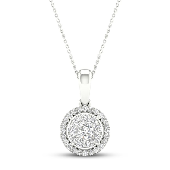 Previously Owned Multi-Diamond Necklace 1/4 ct tw Round-Cut 10K White Gold 18"