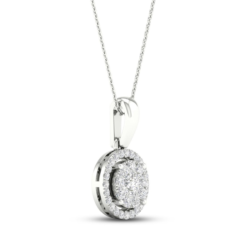 Main Image 2 of Previously Owned Multi-Diamond Necklace 1/4 ct tw Round-Cut 10K White Gold 18"