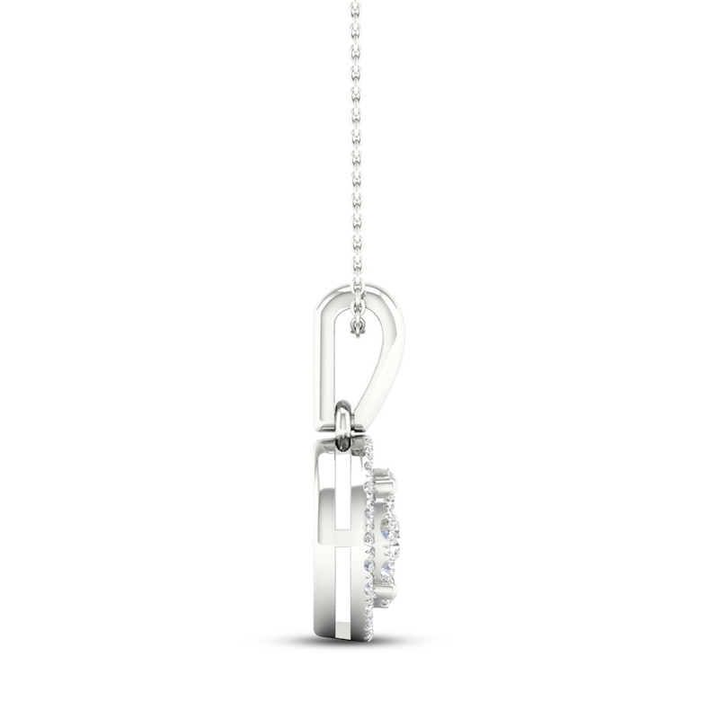 Main Image 3 of Previously Owned Multi-Diamond Necklace 1/4 ct tw Round-Cut 10K White Gold 18"