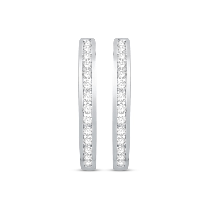 Previously Owned Diamond Hoop Earrings 1/2 ct tw Round-Cut 10K White Gold