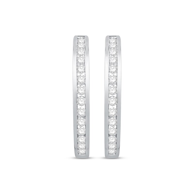 Previously Owned Diamond Hoop Earrings 1/2 ct tw Round-Cut 10K White Gold