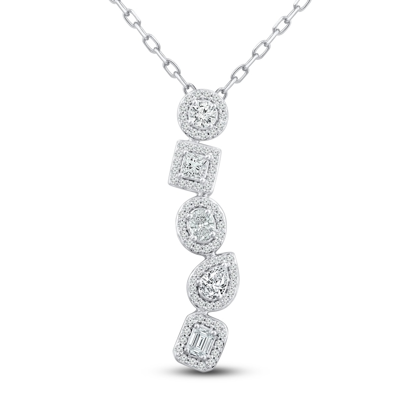 Main Image 1 of Previously Owned Diamond Necklace 1 ct tw 10K White Gold 18&quot;