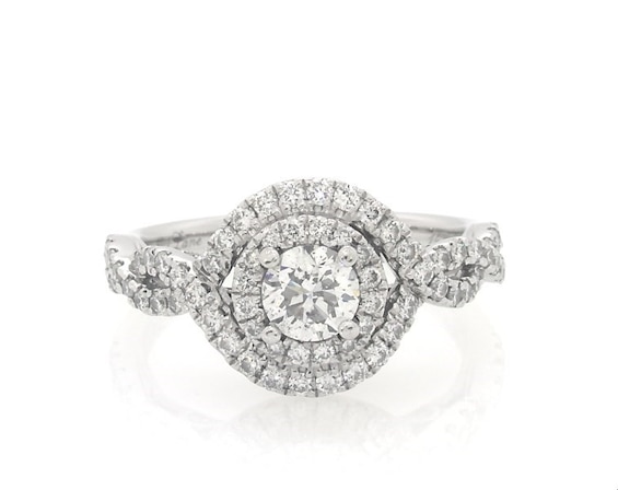 Previously Owned Neil Lane Diamond Halo Twist Engagement Ring 1 ct tw 14K White Gold