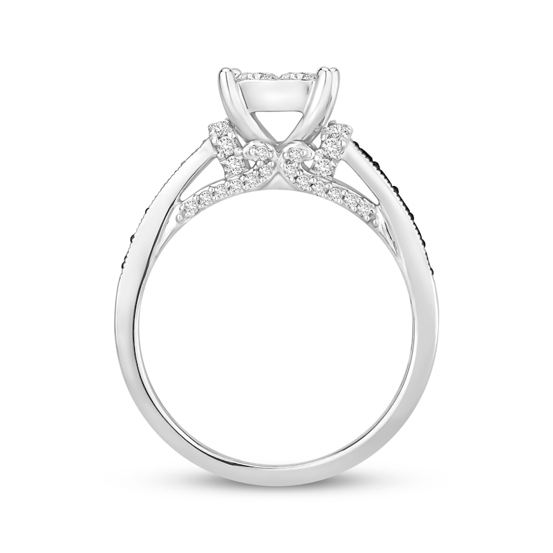 Main Image 2 of Previously Owned Black & White Diamond Engagement Ring 1 ct tw 14K White Gold