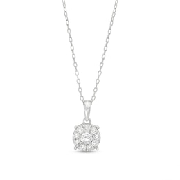 Previously Owned Diamond Halo Necklace 1/2 ct tw Round-Cut 10K White Gold 18"