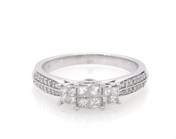 Previously Owned Princess-Cut Diamond Triple Quad Engagement Ring 1/2 ct tw 10K White Gold