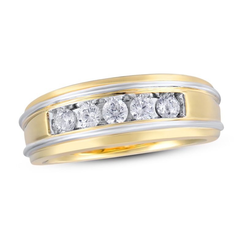 Main Image 1 of Previously Owned Men's Diamond ring 1/2 ct tw Round-cut 10K Two-Tone Gold