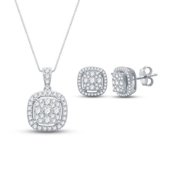 Previously Owned Diamond Gift Set 1 ct tw Round-Cut 10K White Gold 18"