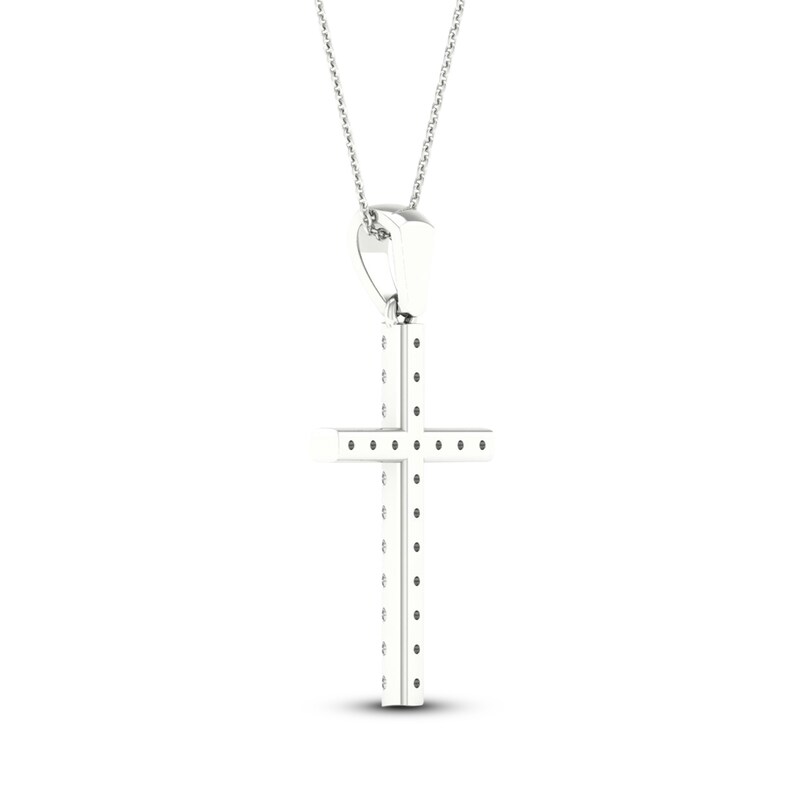 Main Image 4 of Previously Owned&nbsp;Diamond Cross Necklace 1/4 ct tw Round-Cut 10K White Gold 18"