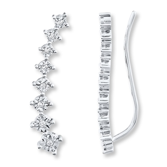 Previously Owned Diamond Earring Climbers 1/5 ct tw Sterling Silver