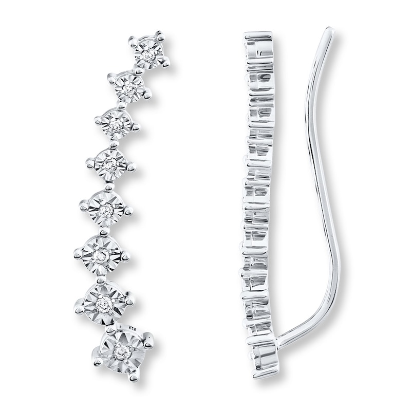 Main Image 1 of Previously Owned Diamond Earring Climbers 1/5 ct tw Sterling Silver