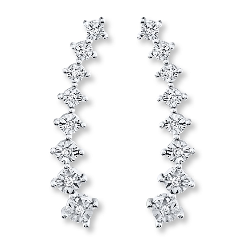 Main Image 2 of Previously Owned Diamond Earring Climbers 1/5 ct tw Sterling Silver