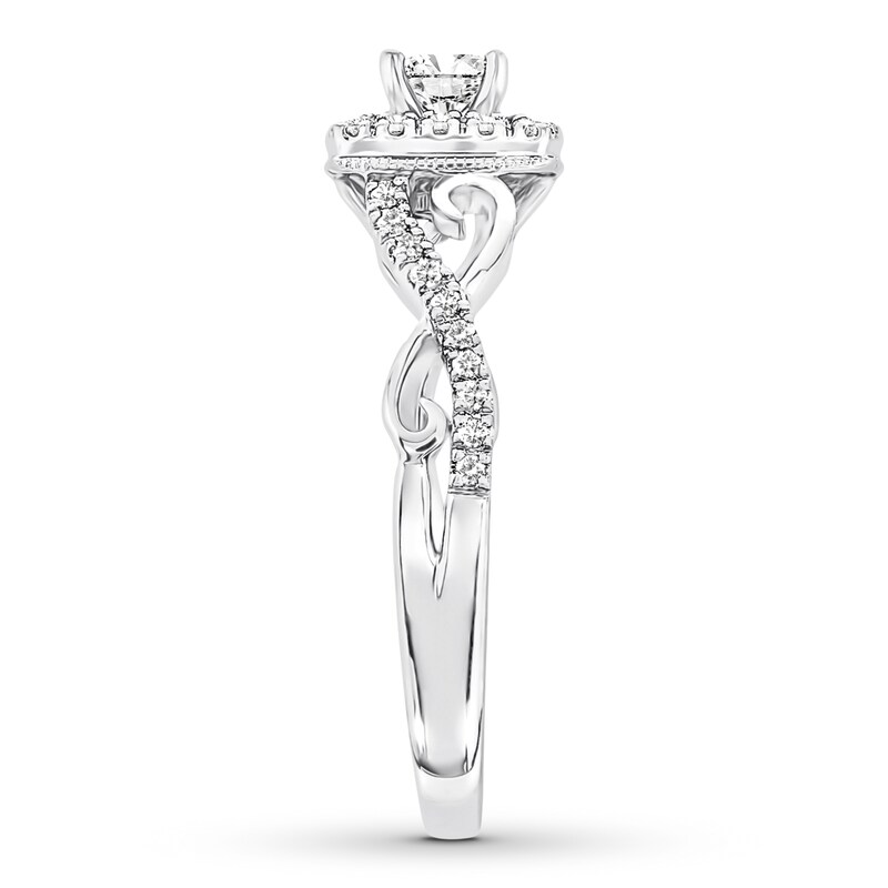 Main Image 3 of Previously Owned Diamond Engagement Ring 3/8 ct tw Princess/Round 10K White Gold