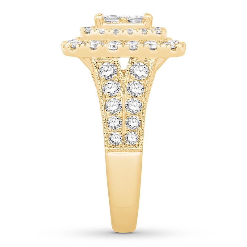 Main Image 3 of Previously Owned Diamond Engagement Ring 2 ct tw Princess/Round 14K Yellow Gold