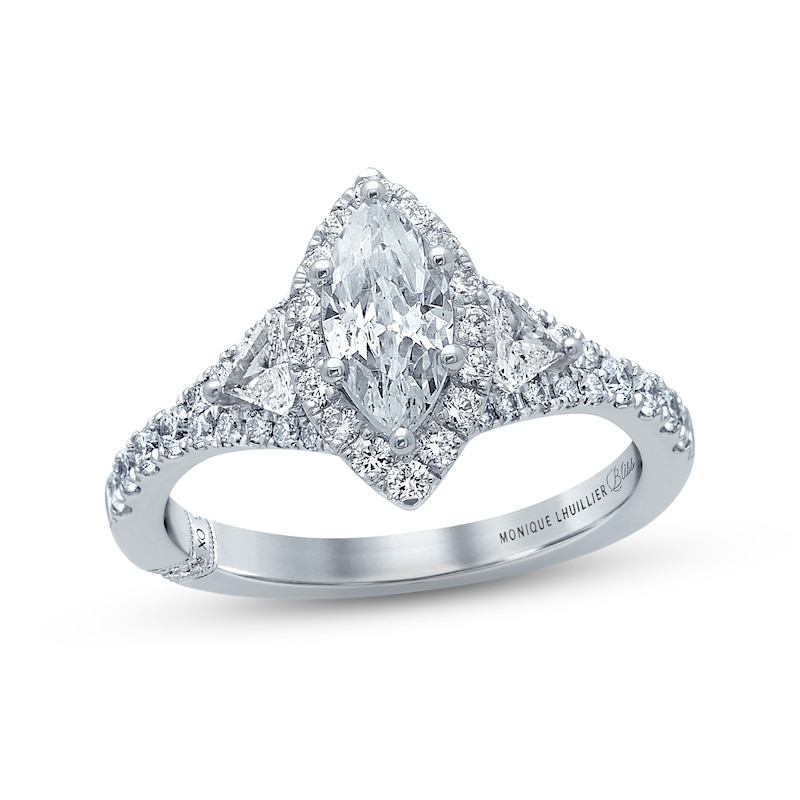 Previously Owned Monique Lhuillier Bliss Diamond Engagement Ring 1-1/2 ct tw Marquise, Pie & Round-Cut 18K White Gold