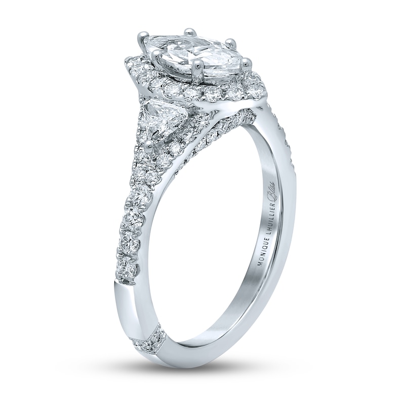 Previously Owned Monique Lhuillier Bliss Diamond Engagement Ring 1-1/2 ct tw Marquise, Pie & Round-Cut 18K White Gold