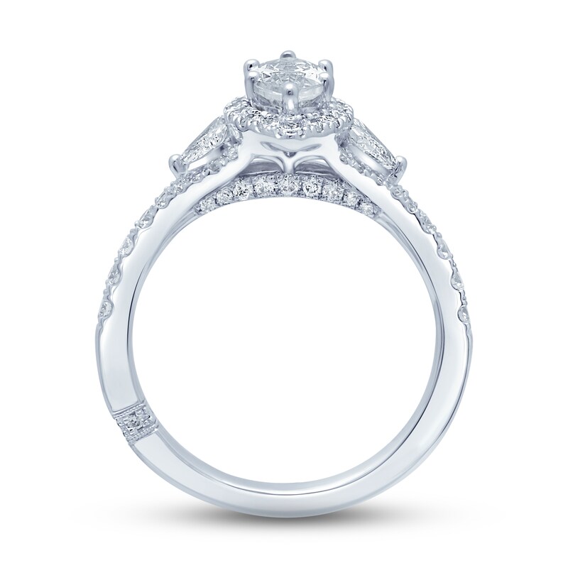 Main Image 4 of Previously Owned Monique Lhuillier Bliss Diamond Engagement Ring 1-1/2 ct tw Marquise, Pie & Round-Cut 18K White Gold