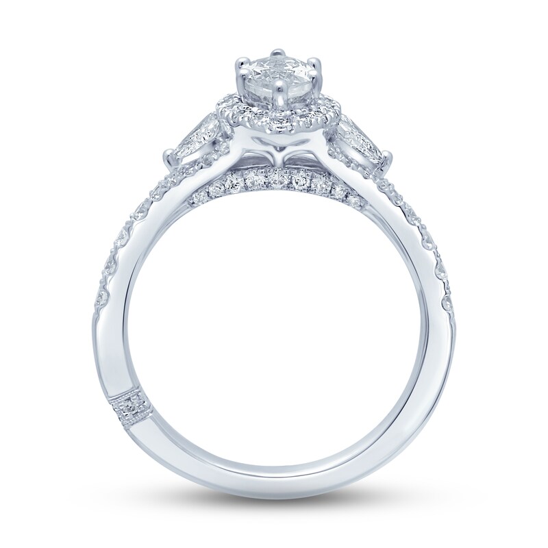 Previously Owned Monique Lhuillier Bliss Diamond Engagement Ring 1-1/2 ct tw Marquise, Pie & Round-Cut 18K White Gold